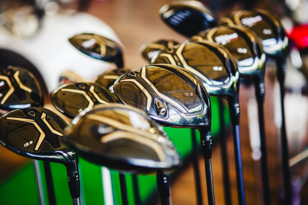 Golf Clubs lined up in store